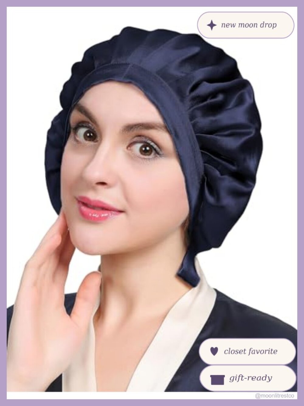 100% Mulberry Silk Hair Bonnet Sleep Cap Adjustable Flat Front Frizz Free
